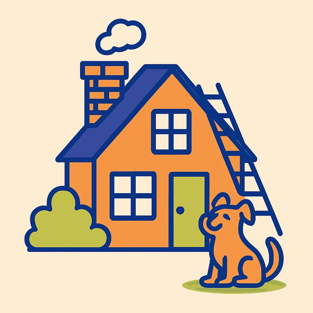 Drawing of a house with a chimney